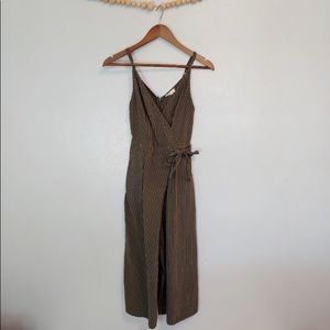 Entro green stripe cotton culotte jumpsuit